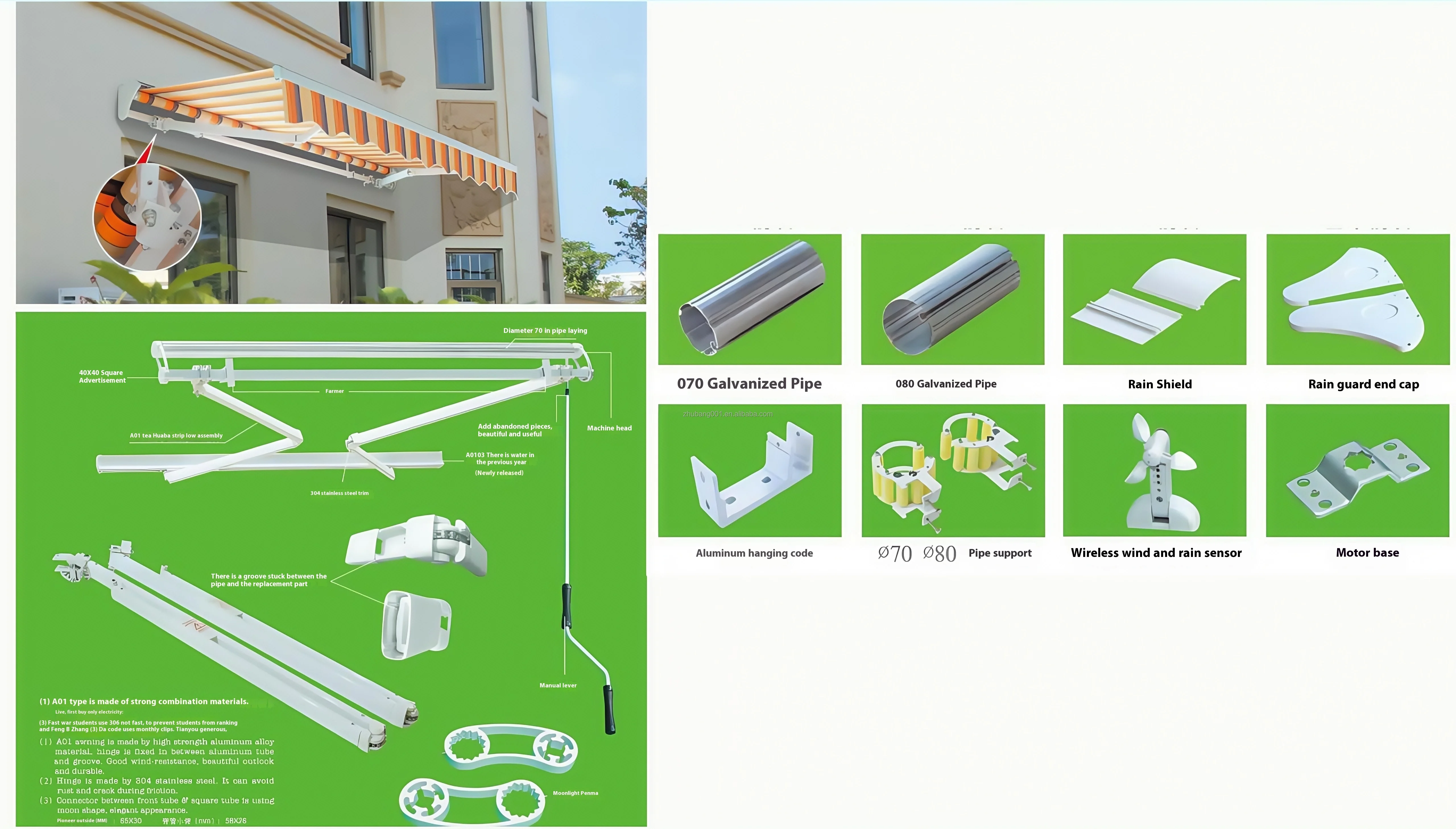 Modern Waterproof Windproof Retractable Aluminum Alloy Acrylic Sail Patio Balcony Awning Wall-Mounted Motorized Manual Outdoor