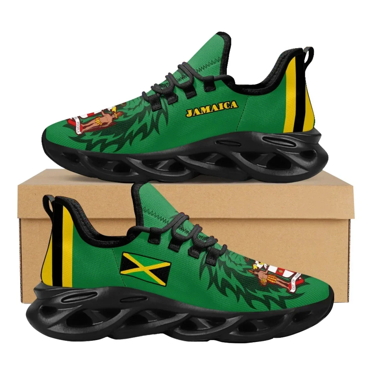 Jamaica Flag Print Women's Mesh Swing Sneakers Rasta Rastafari Lion Design Platform Shoes for Ladies Comfort Tennis