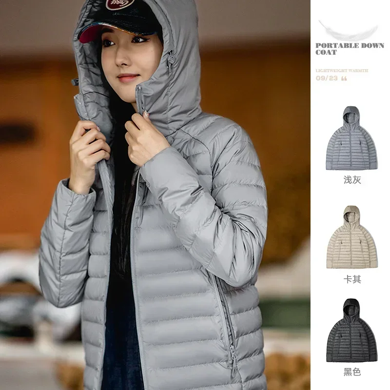 Imagem -02 - Maden-cabolsas de Pato Branco para Mulheres com Capuz Ultraleve Quente e Grosso Puffer Outwear Portátil Outono e Inverno