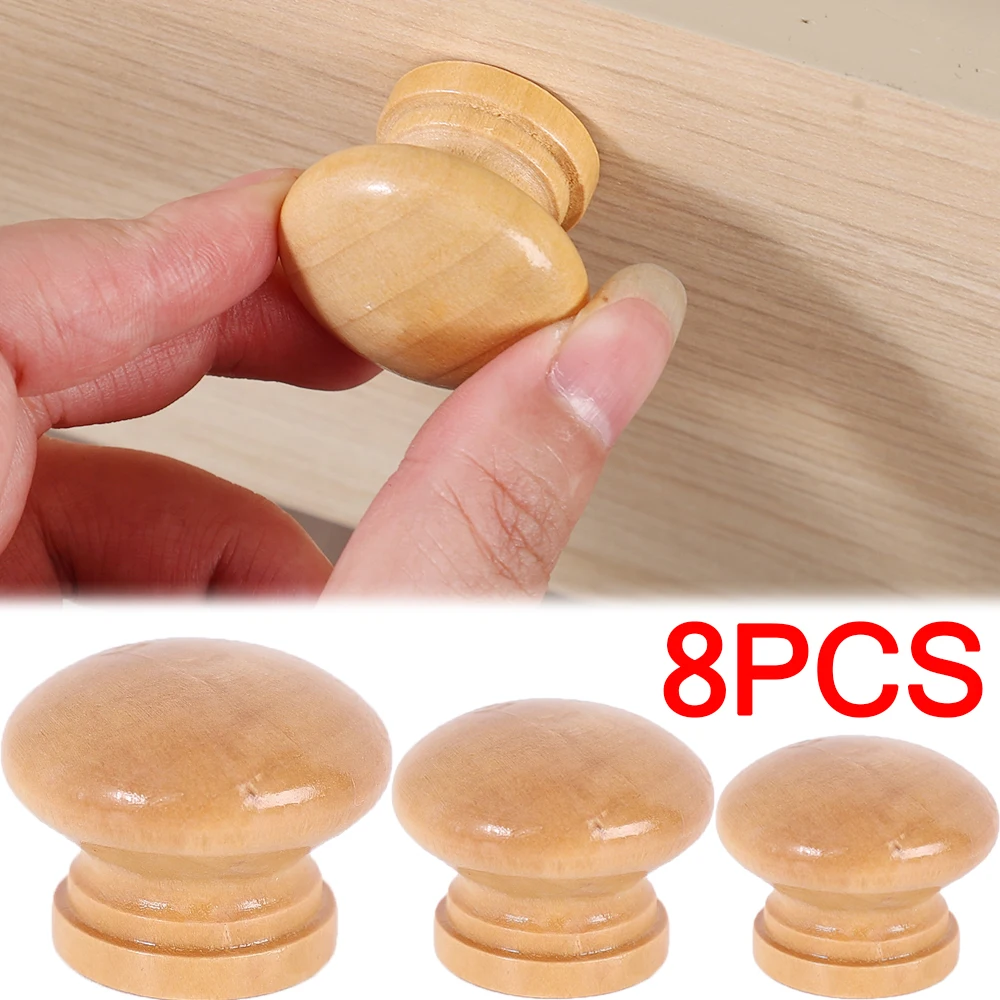 1/8pcs Wooden Handle Circular Natural Wooden Cabinet Drawer Wardrobe Knobs Door Pull Kitchen Handle Furniture Hardware 3 Sizes