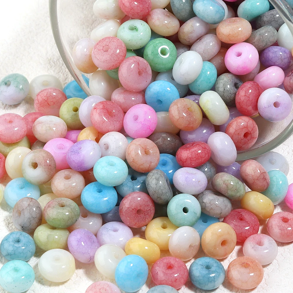 50 Stück/Set 5x8mm Rondell-Form Bunte Rissglasperlen Lose Abstandsperlen Abakusperlen für Schmuckherstellung DIY Armband-Zubehör – Detail 4