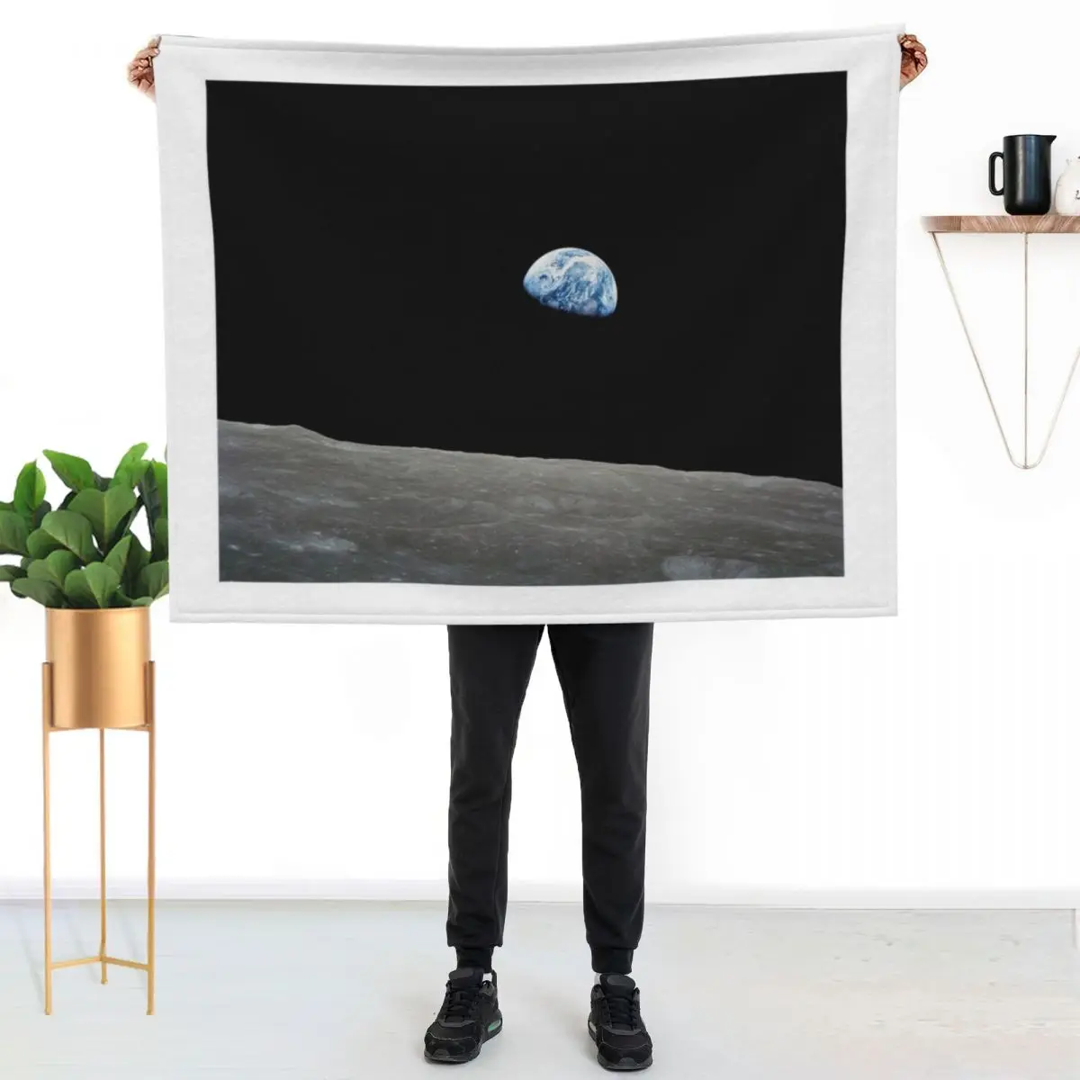 Плед Earthrise - Apollo 8, пушистый, мягкий, для спальни и гостиной