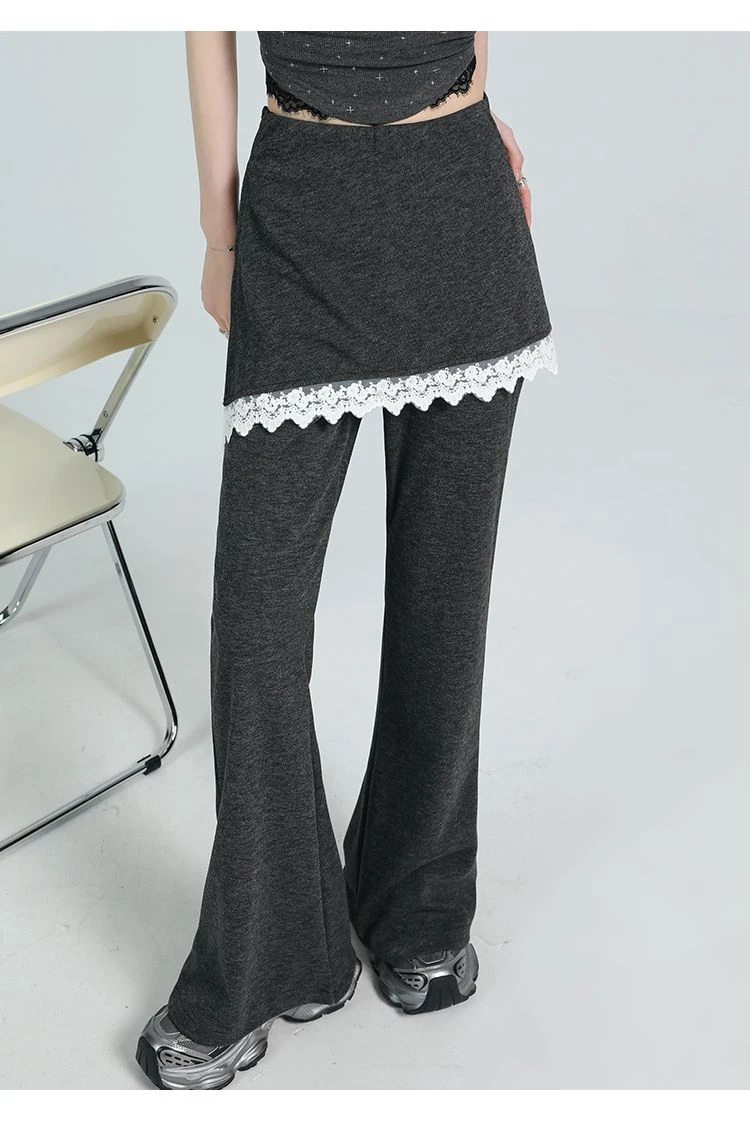 

ZHISILAO New Fake 2 Pics Wide Leg Straight Pants Women Thin Casual Trousers Spring Summer 2025 Korean Style