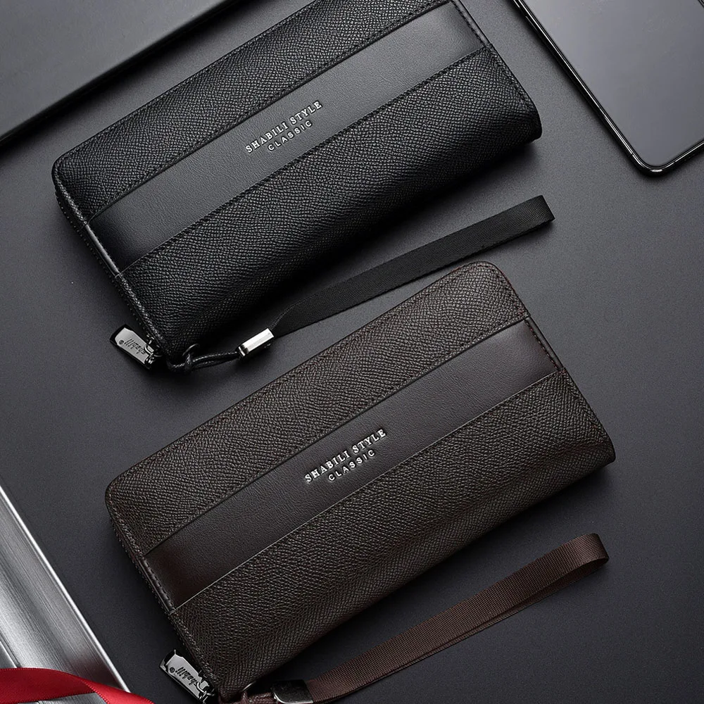 

Men's PU Zipper Handbag Large Capacity Long Wallet Clutch Bag Phone Bag Multi Card Card Holder Coin Purse Wallet Double Layer