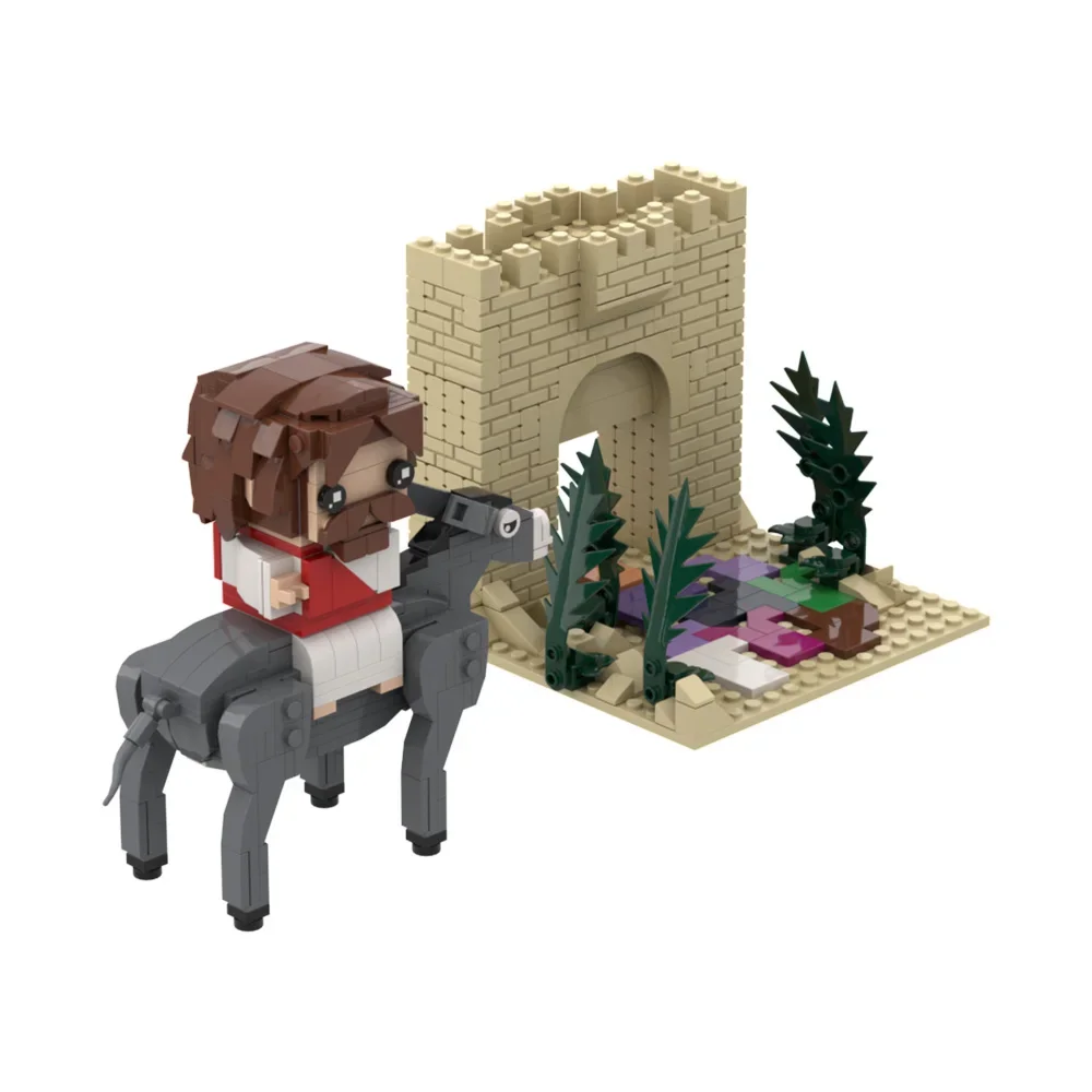 Gobricks MOC Jesus Building Block Peace Jesus  Rode the Donkey into JerusalemCrucifixion of Jesus Bricks Kids Educational Toy