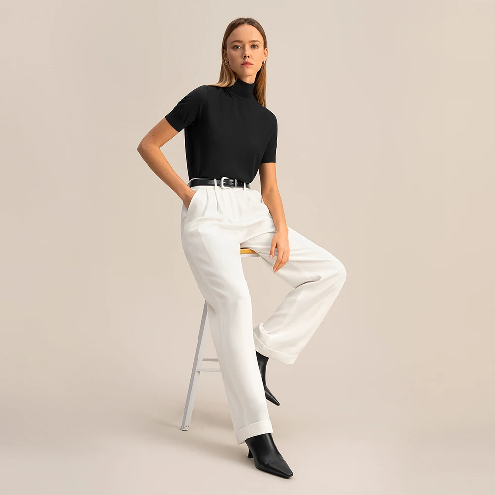 Lilysilk– pantalon 100% soie à jambes larges pour femme, taille élastique, décontracté, nouvelle collection printemps 2023, 40 mamans, livraison