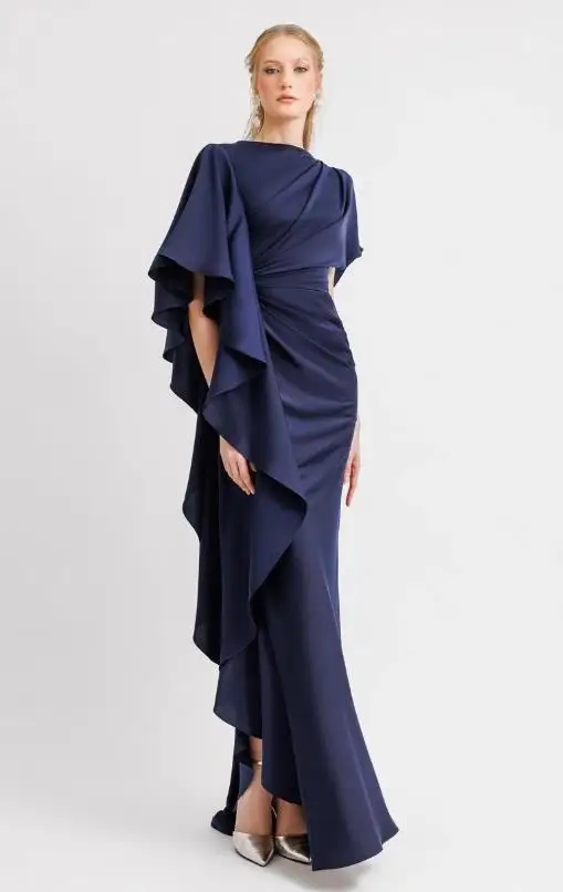 

Women's Fashion Dress 2025 Spring/summer New Latest Hot Selling Style Elegant Irregular Ruffle Solid Color Dress Women's Wear