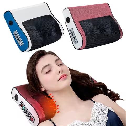 Masajeador multifuncional para cuello y hombros, herramienta para amasar cuello y espalda para el hogar con masaje de compresión caliente ajustable múltiple