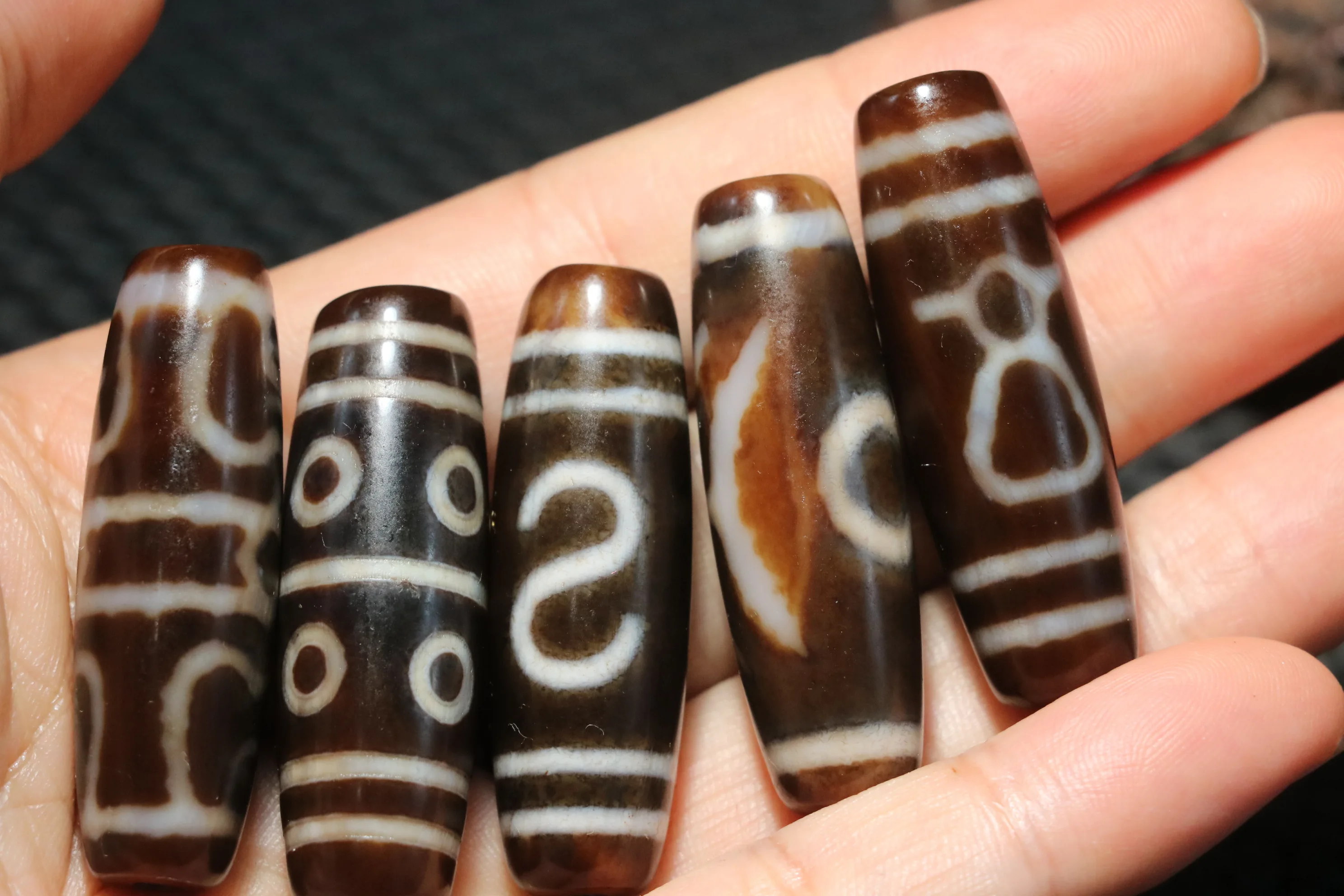 

NO.12 Set of 5 PCS Energy Tibetan Top Old Agate Multiple Symbols dZi Bead Pendant 2023 For Jewelry Amulet Timestown UPD0725E234