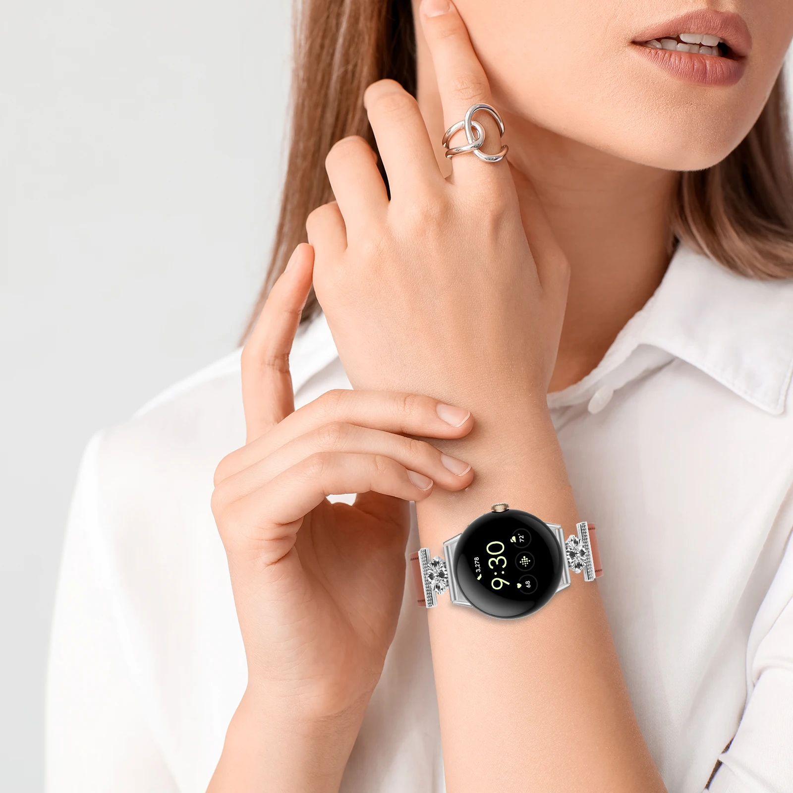 حزام ساعة جلد لجوجل بكسل 2 ، حزام معدني للساعة الذكية ، 4 بتلات