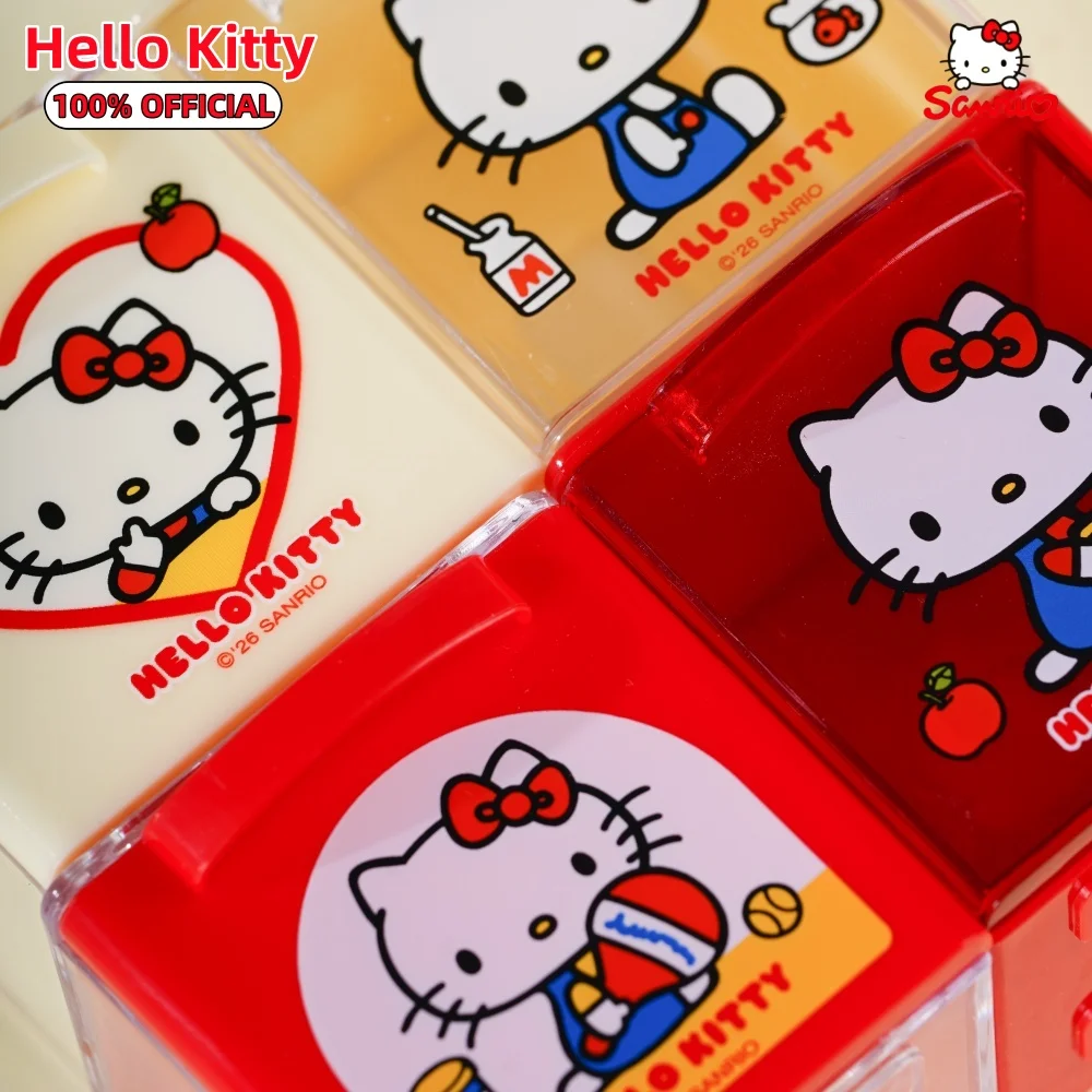 Genuine Hello Kitty Mini Storage Cube Sanrio Stack‑Able Drawer Dust‑Proof Box For Stationery Toy Sticker Small Items Organizer view 4