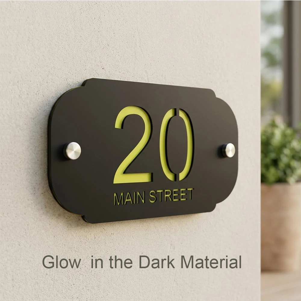 Glow House Number Custom Address Sign Modern Acrylic Door Plate Waterproof Outdoor Personalized Street Name Plaque