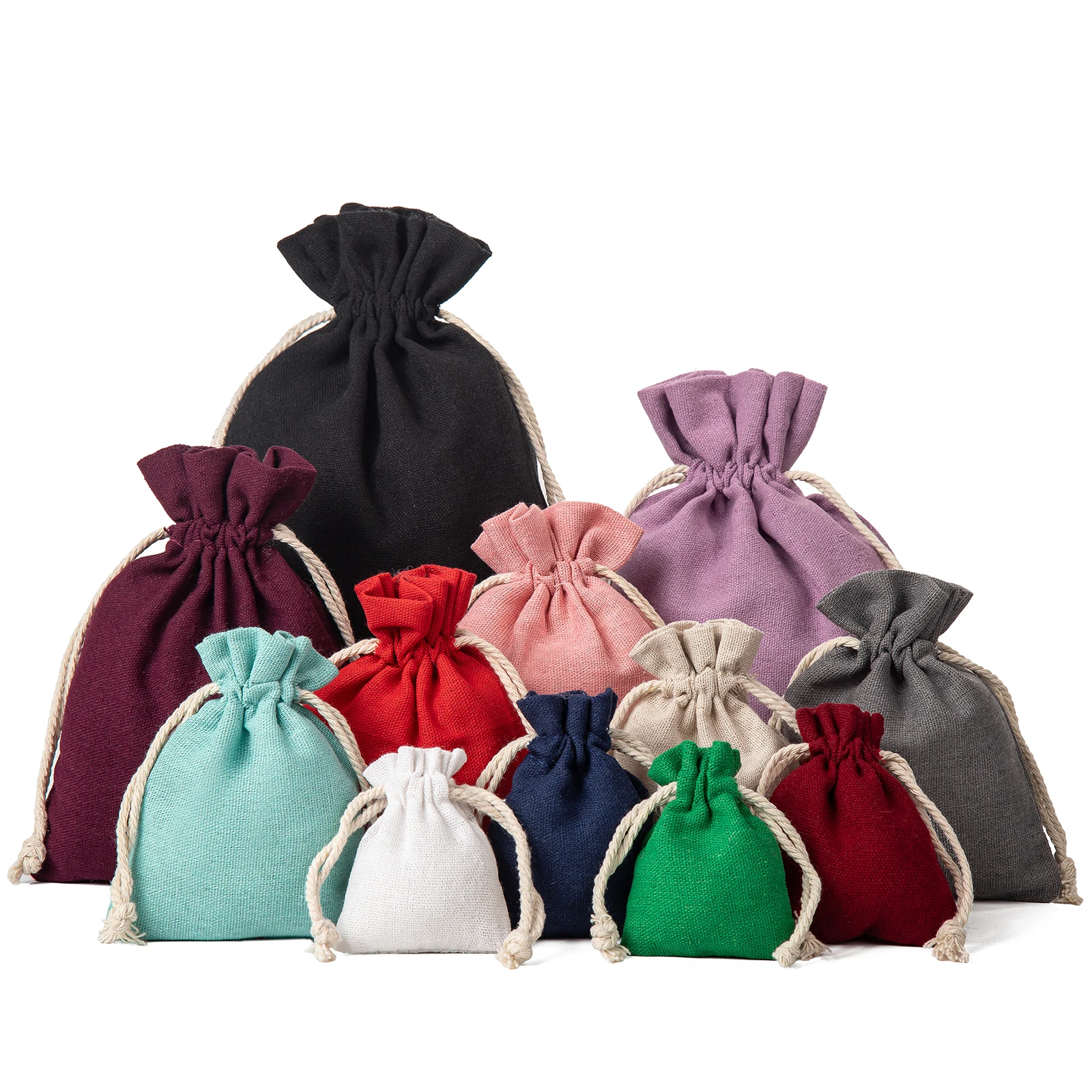 10PCS/40PCS, Lavender Color Cotton Drawstring Bag, Cotton Muslin Pouch, Natural Cotton Gift Bag for Food Packaging