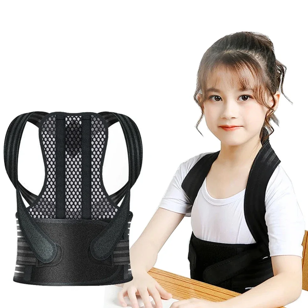 1PCS Back Posture Corrector for Kids and Teens, Adjustable Upper Back Brace Clavicle Support Brace with Soft Shoulder Pads