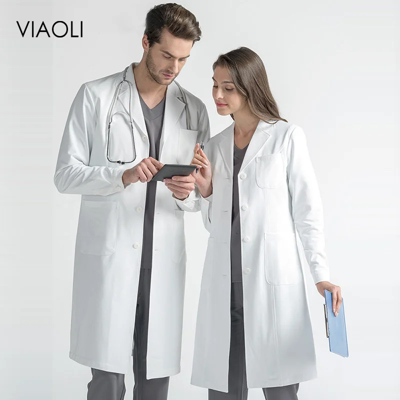 Casaco de laboratório branco para mulheres, uniformes hospitalares, esfrega, uniformes médicos, enfermeira magra, spa, enfermagem, alta qualidade