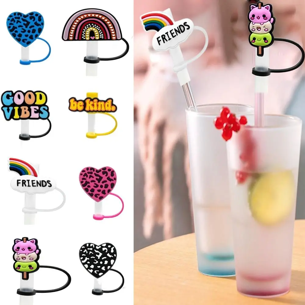 Cute Drinking Straw Cap Cartoon Dustproof Cap Dustproof Cover Soft Cup Accessories Silicone Straw Sleeve For Stanley Cup