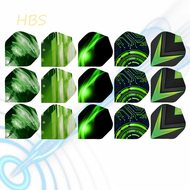 

15pcs Dart Accessories Standard Leaf Flight Tail 4.4 × 3.6cm/1.73 × 1.42 Inches 5 Styles Available Green Series