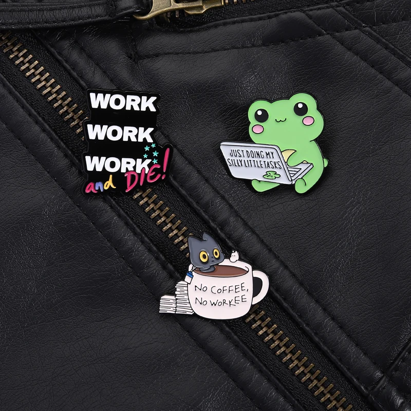Office Humor Pin Cute Workplace Style Work Work Work No Coffee No Workee Quote For Job Lovers Backpack Gift