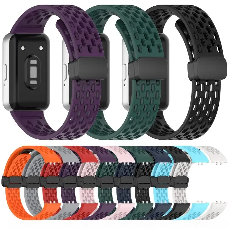 Magnetische Schnalle Mesh Silikon Armband Für Samsung Fit 3 Sport Atmungsaktive Uhr Band Für Samsung Galaxy Fit 3 Ersatz Armband – Detail 2