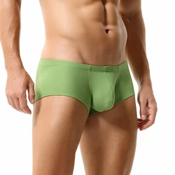 Men's Underwear Mesh Breathable Male Panties Solid Boxer Men Underwear U Convex Pouch Sexy Low Waist Underpants Men Shorts