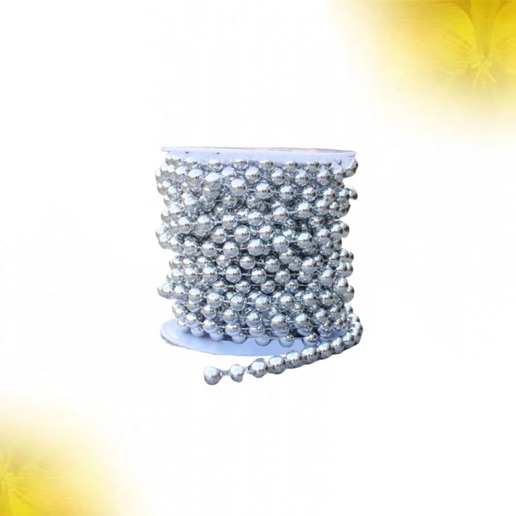 

10m Roll Electroplated Round Heart Beads Chain Silver Glossy Surface for Wedding Christmas Birthday Stage Decoration DIY Garland