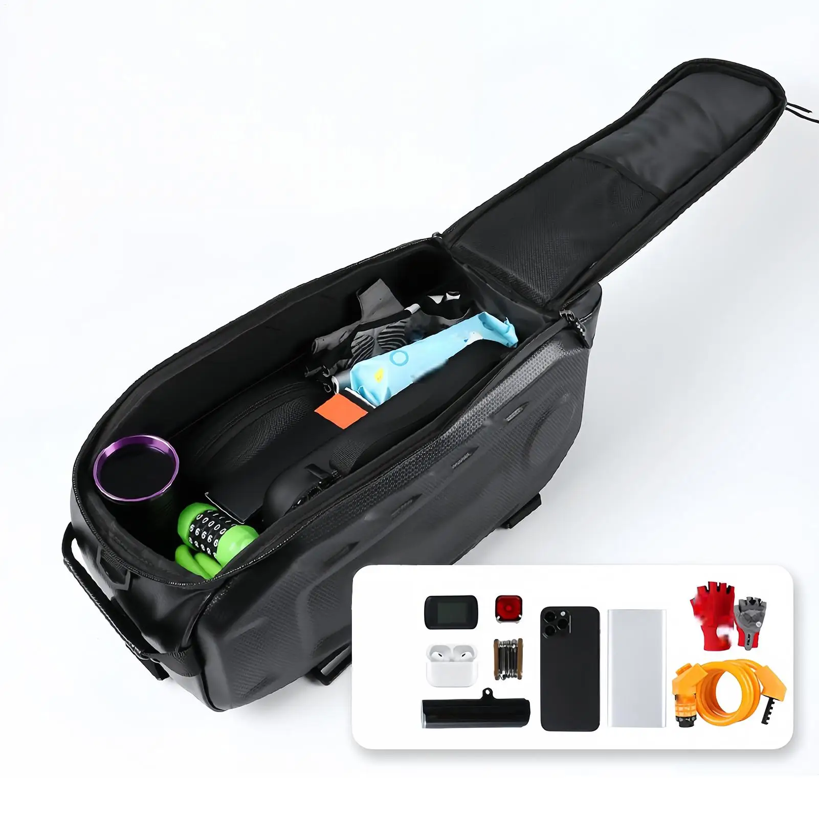 

Задняя сумка для велосипеда, большие корзины 17 л с плечевым ремнем, сумка для хранения велосипеда для пляжа, горного спорта, мотоцикла, рыбалки