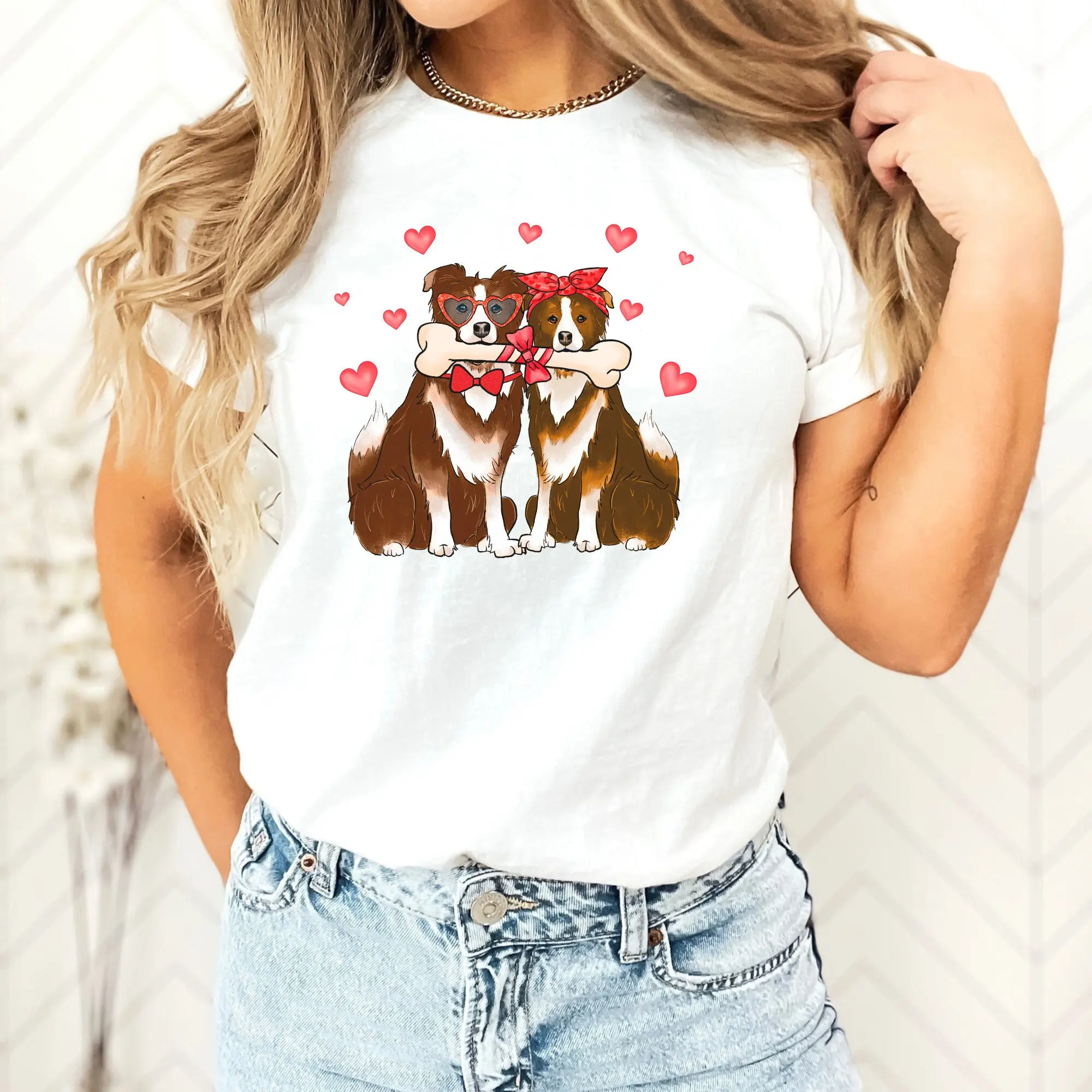 Collie Valentine T Shirt My Dog Is Valentine's Day Lover Mom Valentines