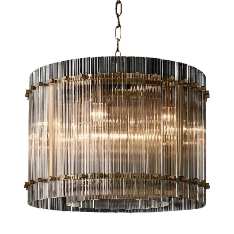 

Light luxury glass high-end all-copper chandelier hotel villa hotel model room bedroom living room chandelier