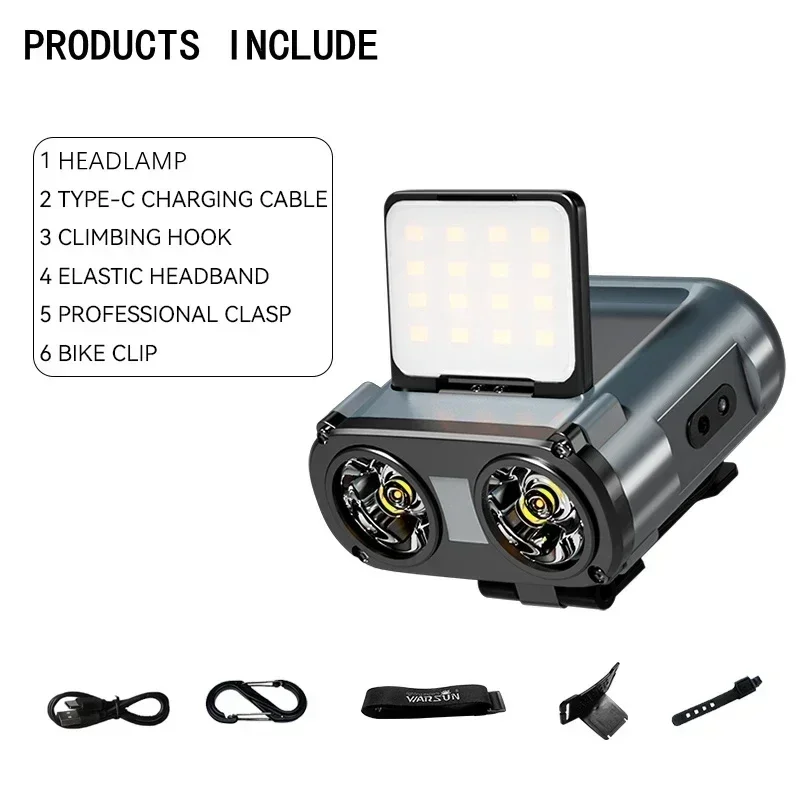 Portable Headlamp Type-C Rechargeable Headlight Portable Rotating Hunting Lights Led Flashlight Fishing Front Bicycle Light