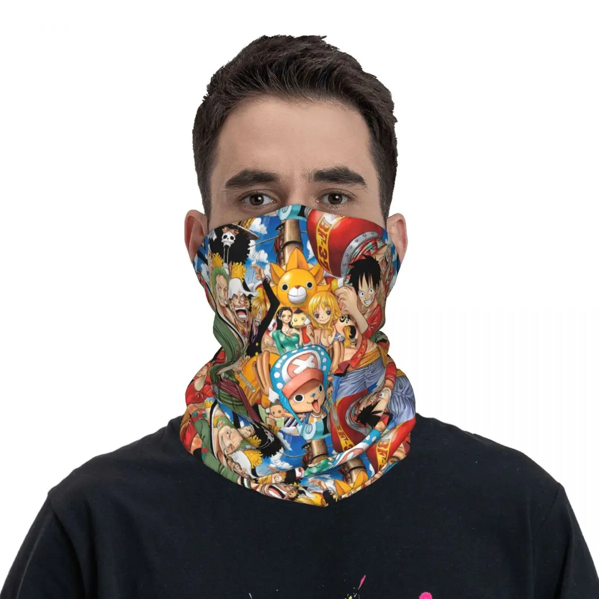 Pasamontañas con estampado de Anime para hombre y adulto, Bandana para el cuello, bufanda envolvente multifuncional para ciclismo y correr