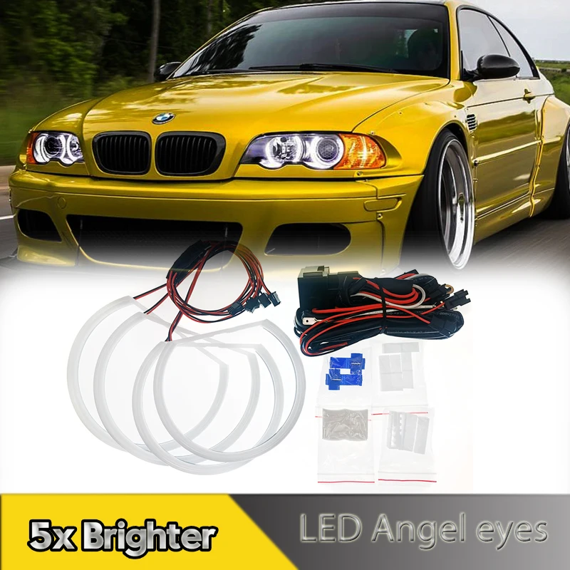 

4Pcs LED Angel eyes Kit Halo Rings Cotton Light For BMW E36 E38 E39 E46 3 5 7 Series DRL Daytime Running Lamps Car Accessories