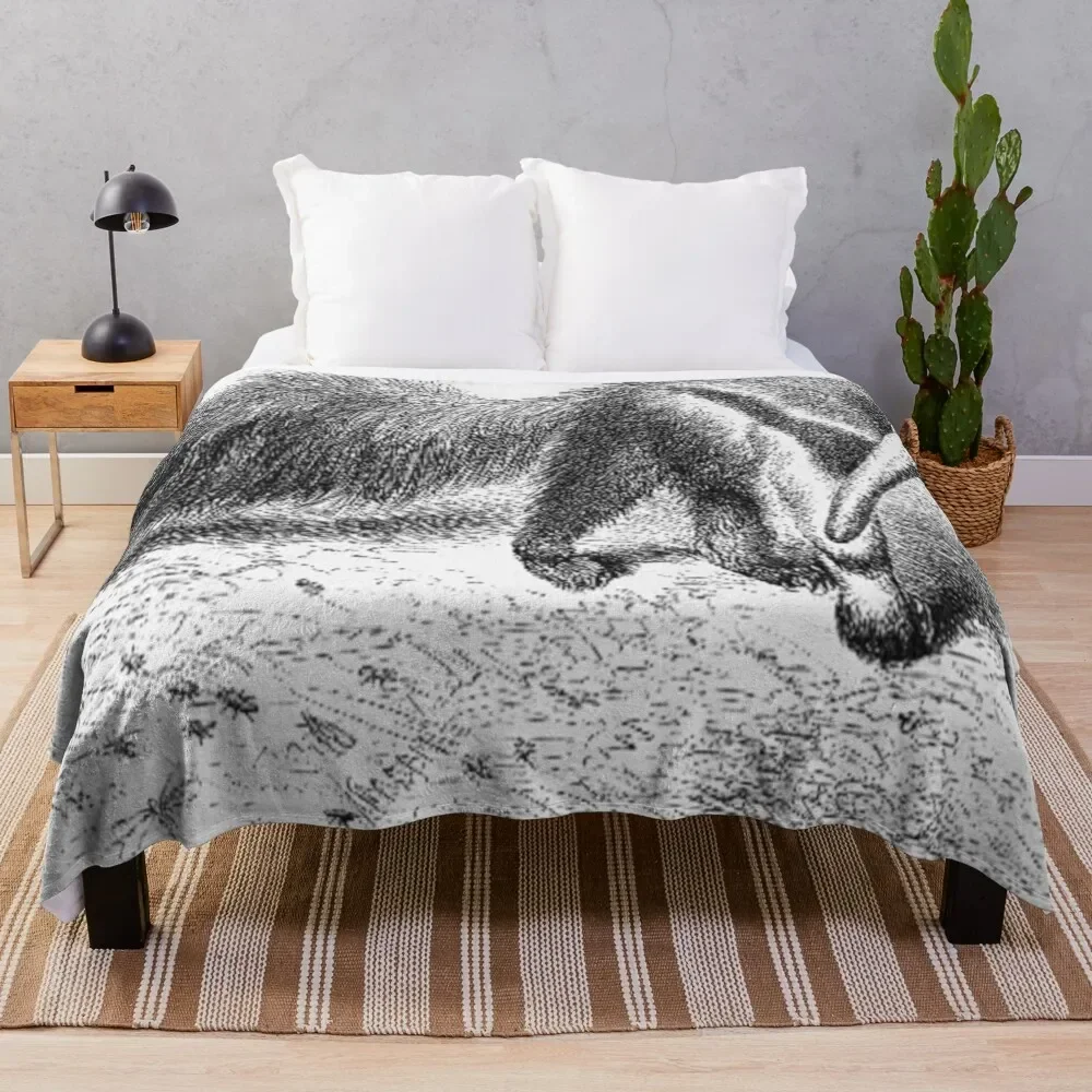 

Giant anteater from Eccentricities of Animal Creation Throw Blanket Flannel Plaid on the sofa Designers halloween Blankets