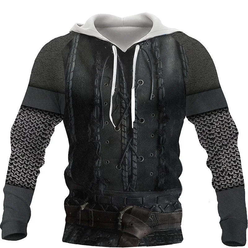 Vintage Knight Templar 3D Printed Hoodie For Men Cool Medieval Armor Cosplay Costume Sweatshirt Autumn Long Sleeves Hoodies