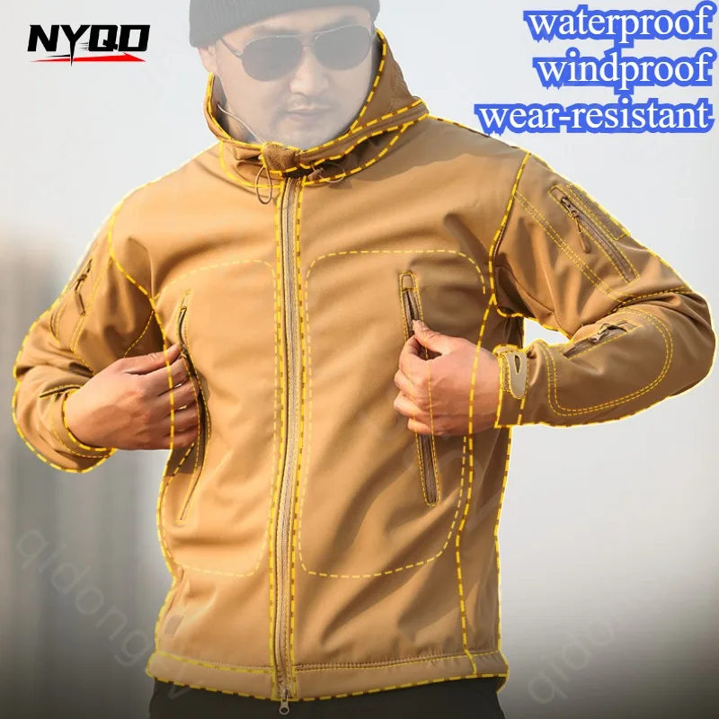 

Outdoor Camouflage and Anti Cold Three in One Assault Suit Warm and Waterproof with Fleece Soft Shell Multi Pocket Jacket