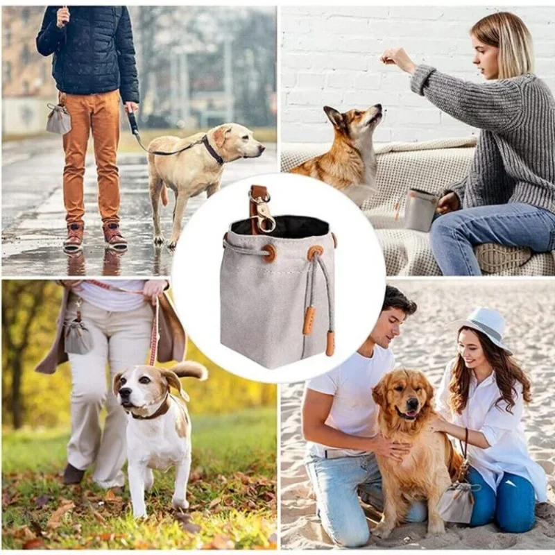 Dog Treat Pouch Food Storage Pet Training Portable Dog Training Treats Snack Bag with Drawstring for Small To Large Dogs