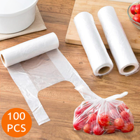 100PCS Transpare Roll Fresh-keeping Plastic Bags of Vacuum Food Saver Bag 3 Sizes Food Storage Bags with Handle Keep Fresh ZXH