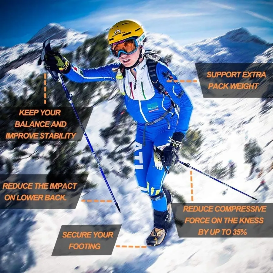 أقطاب رحلات السفاري Covacure أقطاب المشي لمسافات طويلة القابلة للطي - أعواد الرحلات من سبائك الألومنيوم 7075 مع نظام قفل سريع للطي تلسكوبي #5