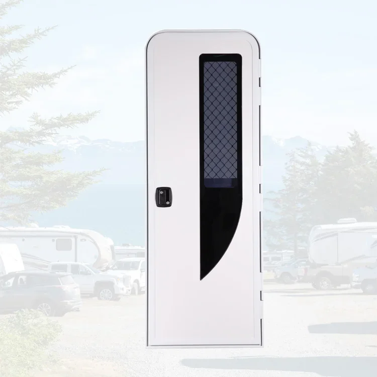 Camper and motorhome parts wholesale America style aluminum alloy rv entry door with door stopper