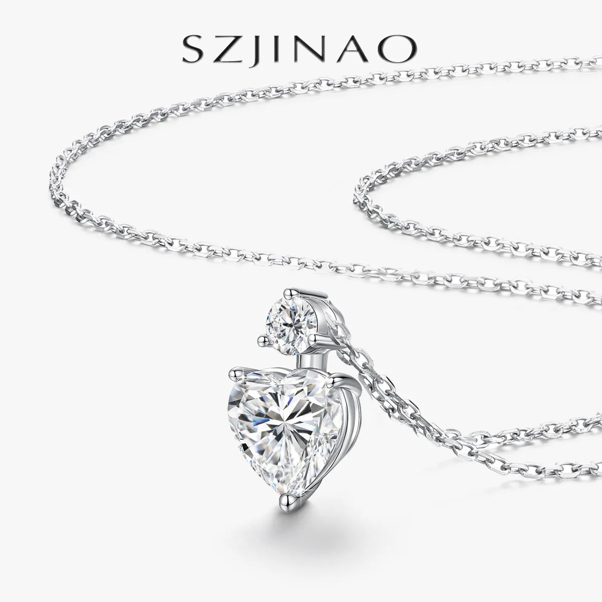 925 Sterling Silver Heart Moissanite Necklace D VVS1 Excellent Cut Diamond Pendant Fine Jewelry Gift for Women Valentine’s Day