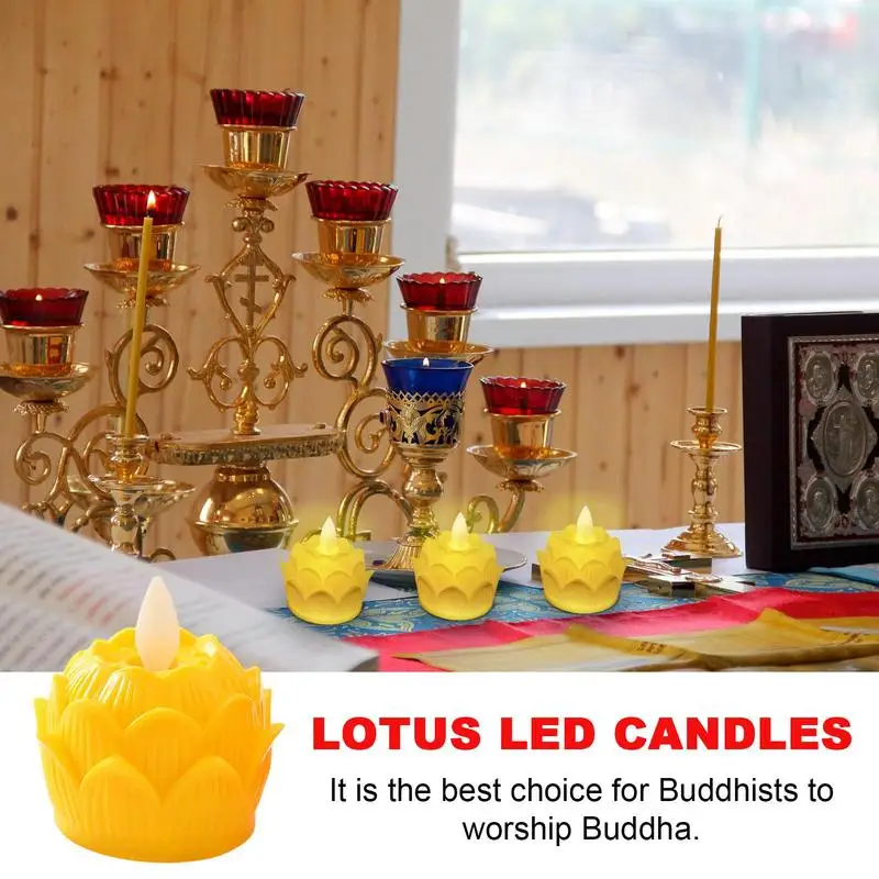 Led Candle Decor Buddhist Lights Led Flameless Candle Lamp Waterproof 100 Hour Tea Light Battery Operated Realistic Lamp