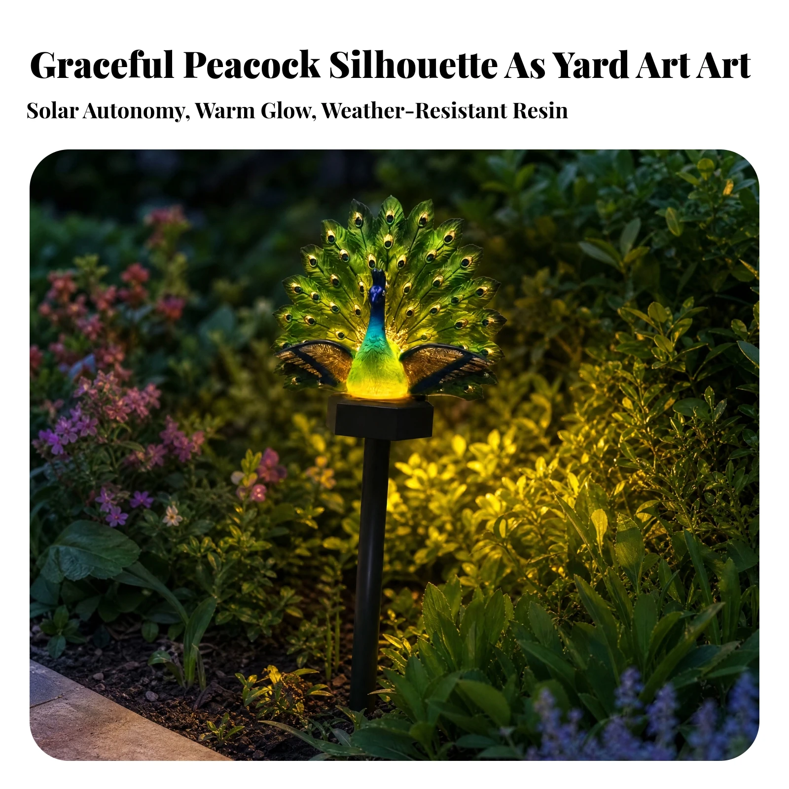 Outdoor Peacock Pathway Light Energy Saving Peacock Solar Garden Stake Light Landscape Path Lights Long Lasting Vibrant