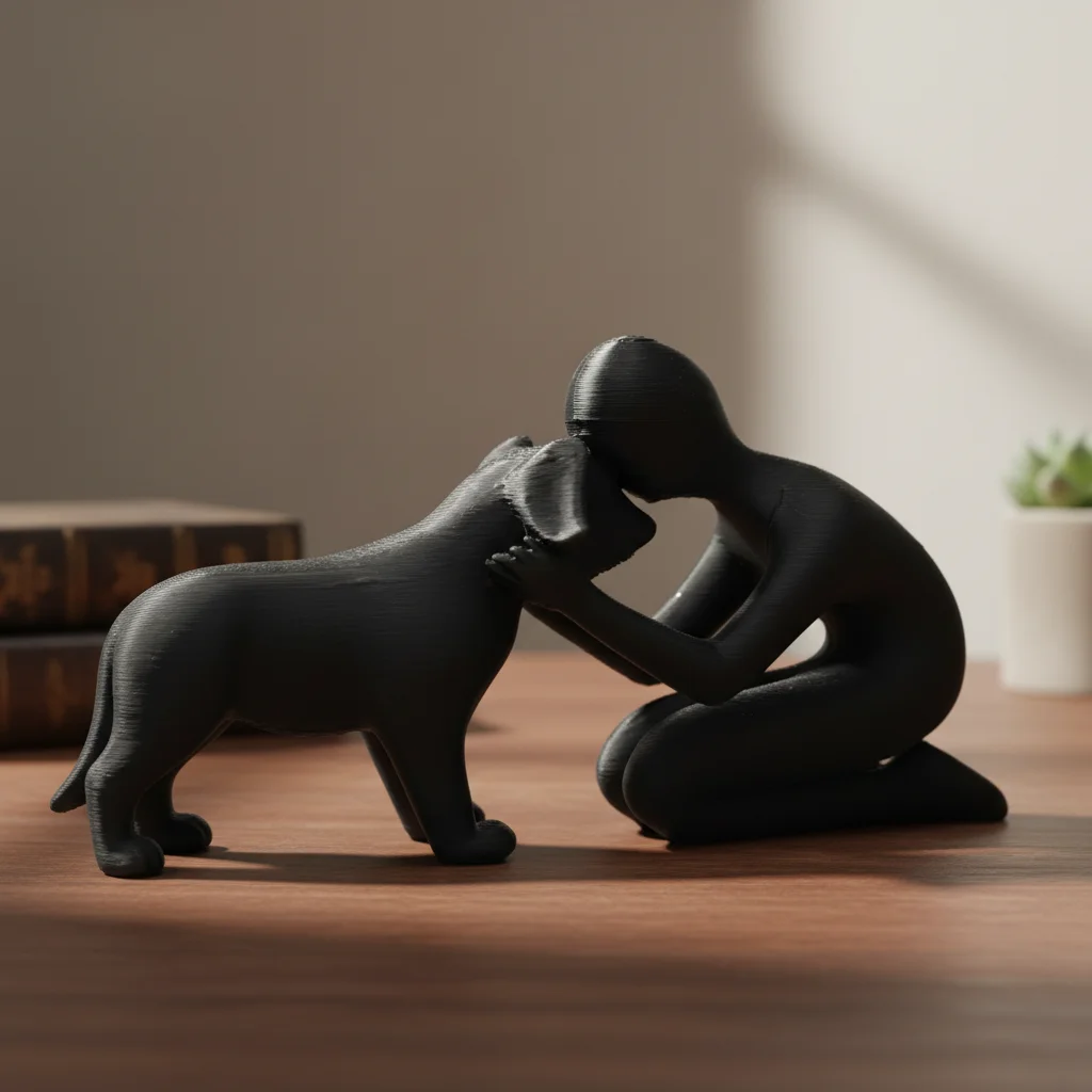 Creative Resin Statue Of Dog And Owner Themed Desk Art Modern Home Decor Dog Statue Ideal Gift For Pet Lovers And Dog Owners