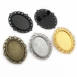 5pcs 18x25mm Inner Size Antique Silver Plated and Bronze Brooch Pin Classic Style Cameo Cabochon Base Setting Tray