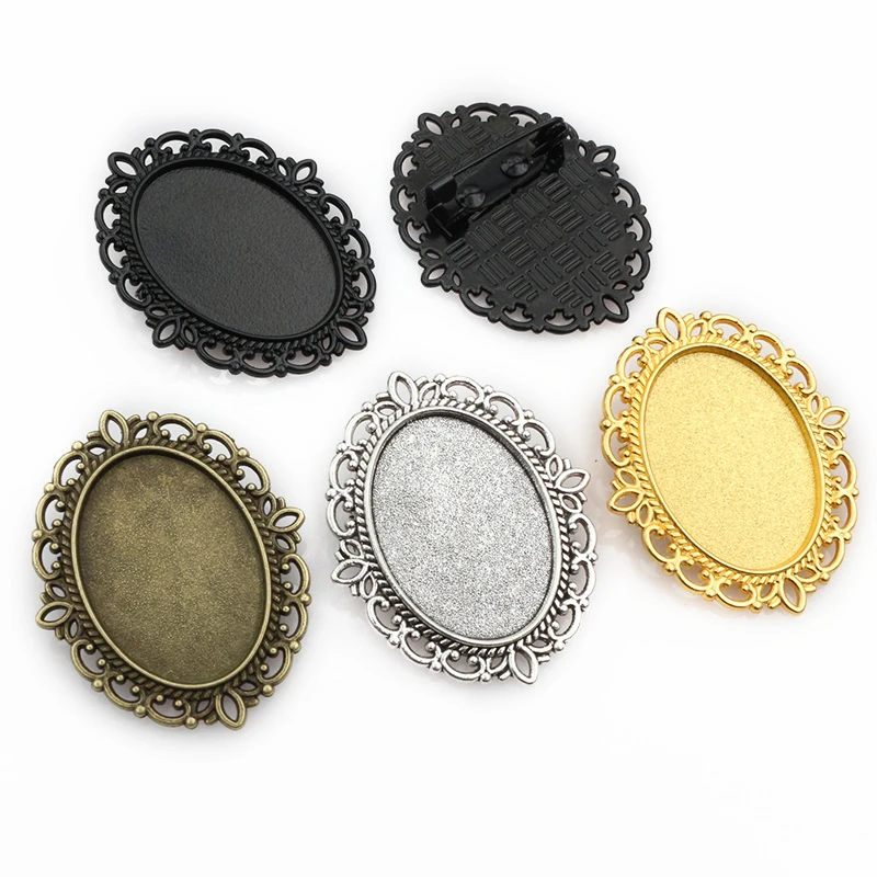 5 sztuk 18x25mm wewnętrzna rozmiar antyczne srebro pozłacane i brąz broszka Pin klasyczny styl podstawa z kameą i kaboszonem ustawienie tacy