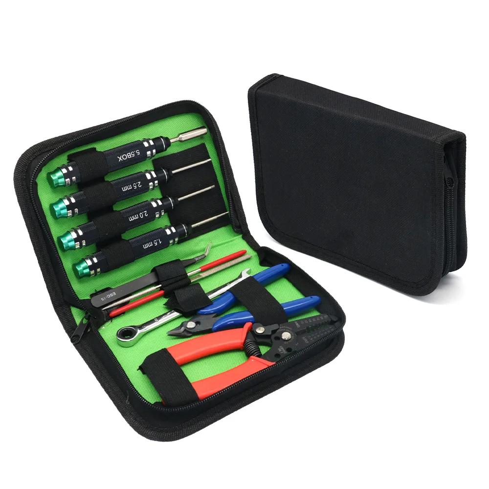 10 in 1 FPV Tool Set 1.5 2.0 2.5 mm 5.5BOX Precision Screwdrivers Pliers Wrench FPV Airplane Tool KIT