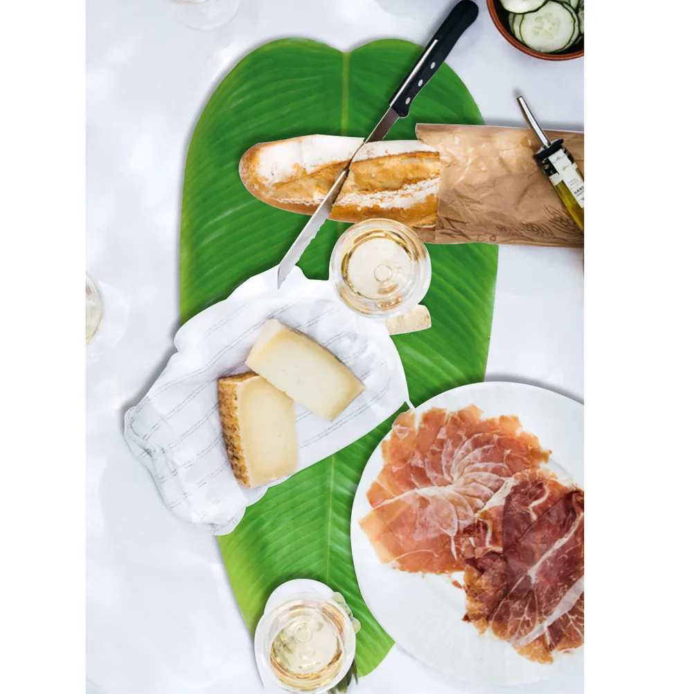 

3pcs Simulation Banana Leaf Placemat Green Artificial Leaves Table Decor For Tropical Hawaii Party Supplies Fabric