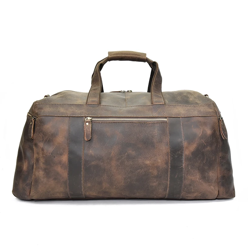 Vintage Genuine leather Men Travel bag big capacity durable casual Crazy horse leather travel duffel male shoulder weekend bag