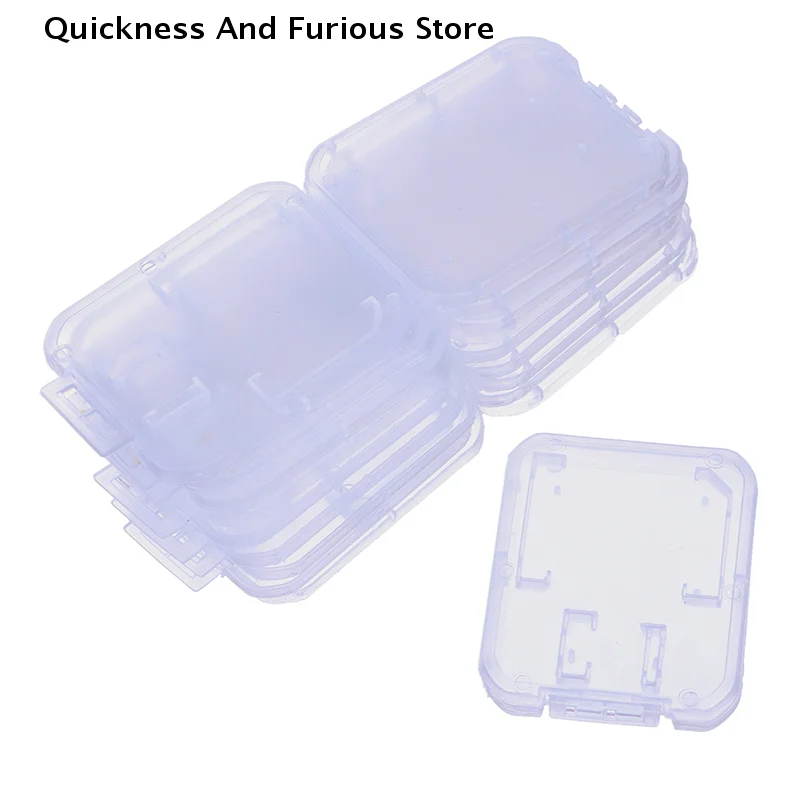 【TO】10pcs Clear Plastic Memory Card Case Stick Micro SD TF Card Storage Protection Holder Transparent Memory Card Storage Boxes