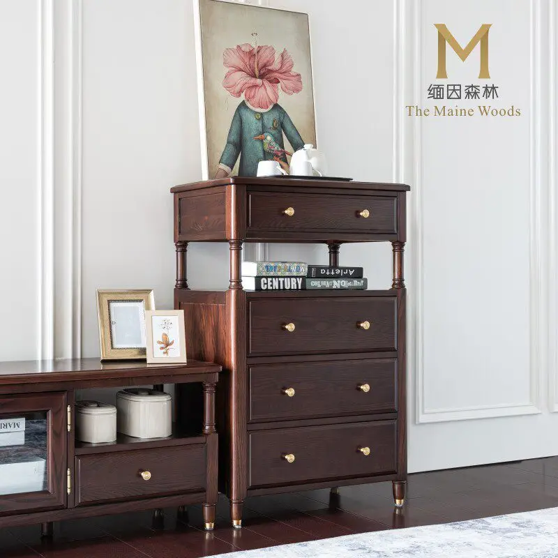 YJQ solid wood four-bucket side drawer wine cabinet Italian modern American all solid wood