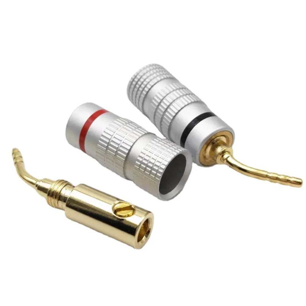 24k Gold Dual Screw Lock Speaker Connector for Speaker Wire Hifi 4mm Banana Plug Cable Wire Audio Speaker Connector